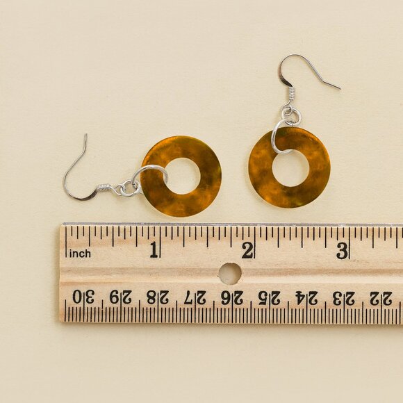 Recycled Vintage Brown Bleach Jug Glass Hoop Earrings - Picture 6 of 6
